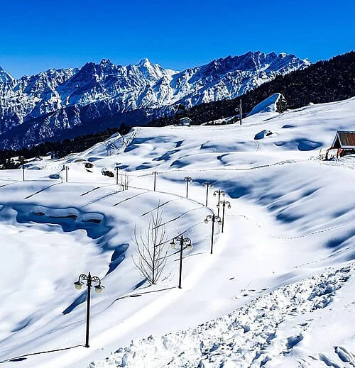 Auli snow-covered mountain landscape